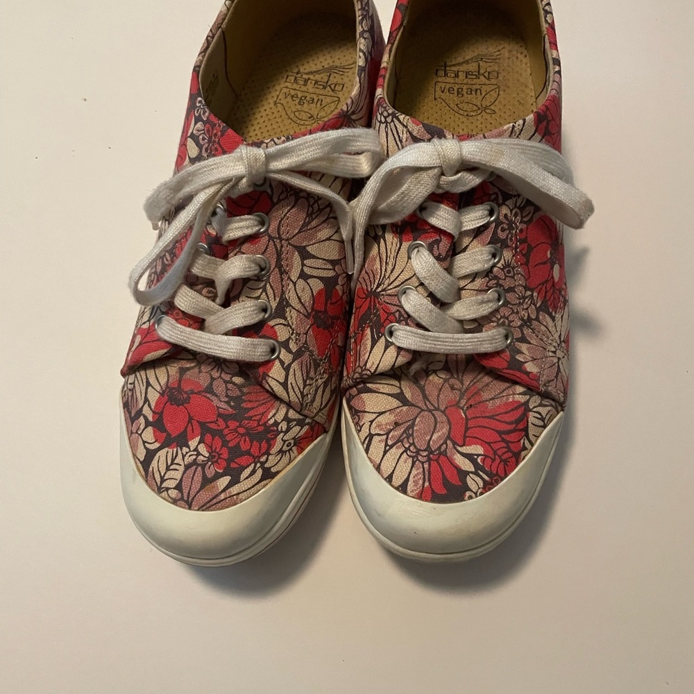 Dansko Floral Red and Cream Sneakers